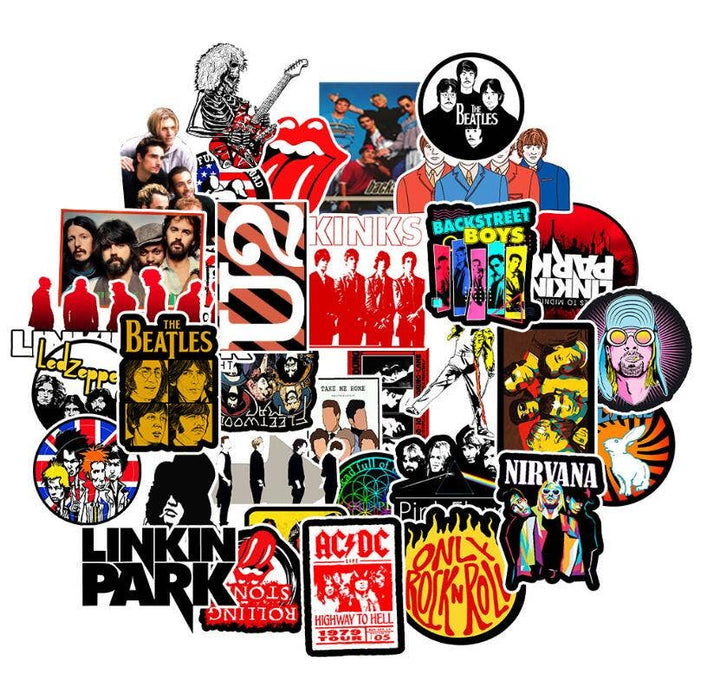 50 Rock Band Mix Music Stickers #2 (PVC Vinyl Matte)