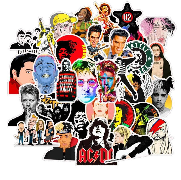 50 Rock Singers Mix Music Stickers (PVC Vinyl Matte)