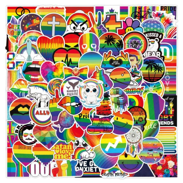 100 Colorful Rainbow Stickers (Glossy)