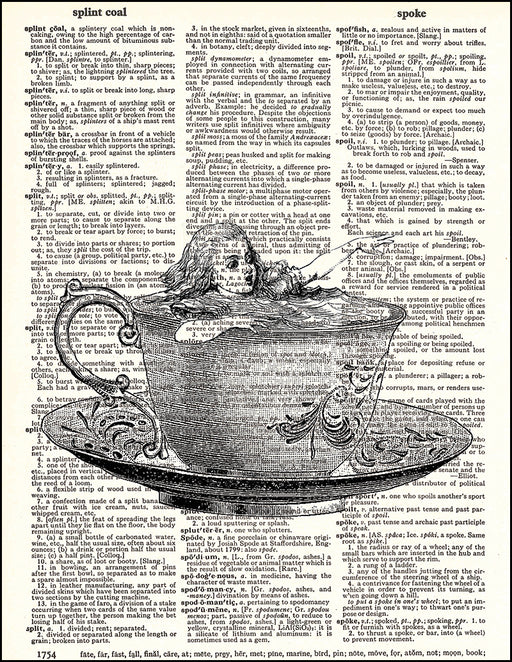 An image of a(n) Alice in Tea Cup Dictionary Art Print.