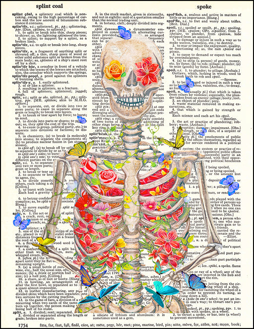 An image of a(n) Blooming Skeleton Dictionary Art Print.