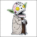 An image of a(n) Yoda inspired  Day of the Dead sticker.