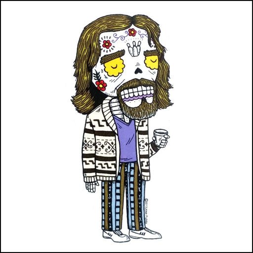 An image of a(n) The Dude inspired  Day of the Dead sticker.