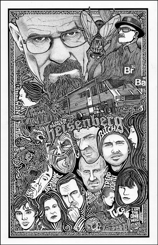 An image of a(n) Breaking Bad Letterpress Posterography Art Print.