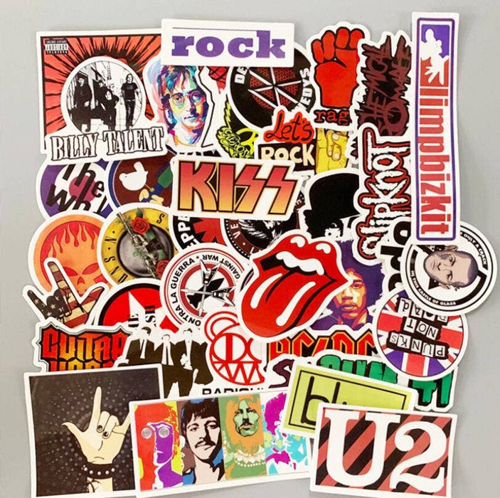 50 Rock Band Mix Music Stickers #1 (PVC Vinyl Matte)