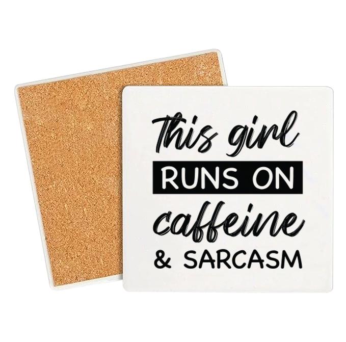 Caffeine and Sarcasm Funny Coaster