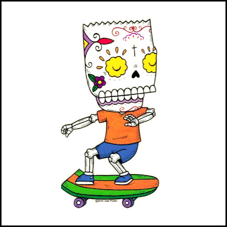 Bart Skateboard - Day of the Dead Sticker