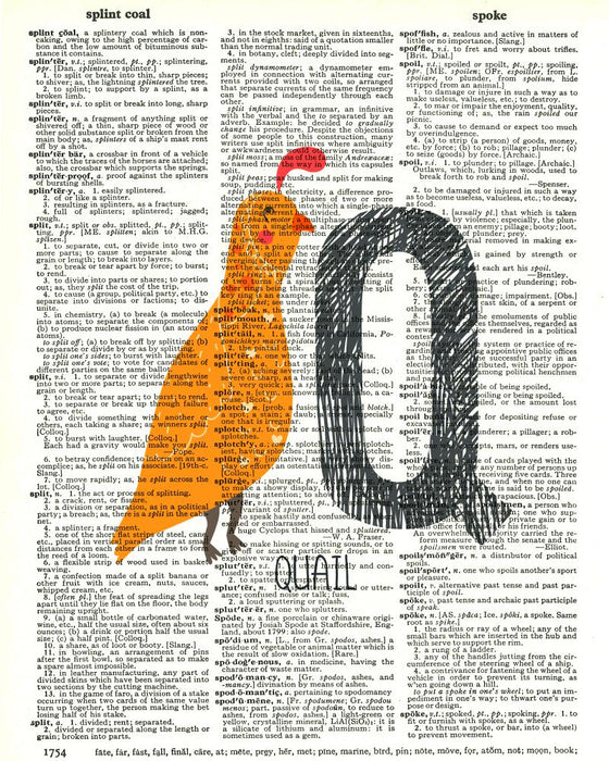 Dictionary Art Print Printed On Authentic Vintage Dictionary Book Page - 8 x 10.5 - Alphabet Letter Q