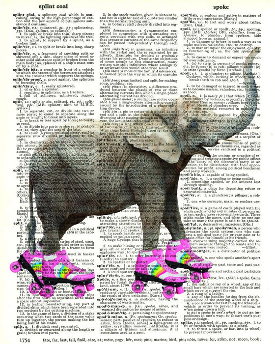 Rollerskating Elephant - Dictionary Art Print