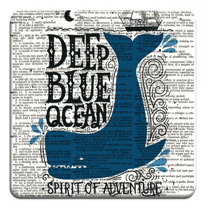 Deep Blue Ocean Typography - Novelty Coasters