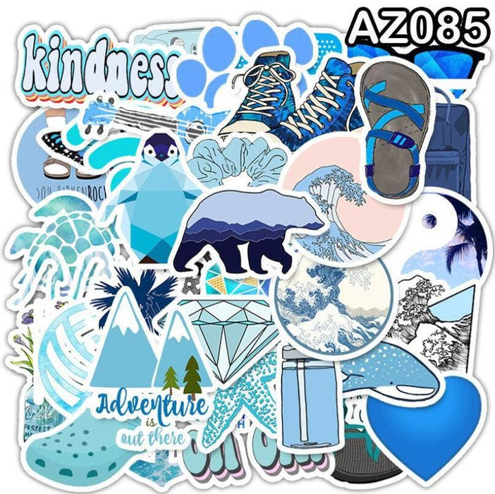 Blue Study Sticker 50 Blue-Themed Stickers (Glossy) — Fresh Prints of CT