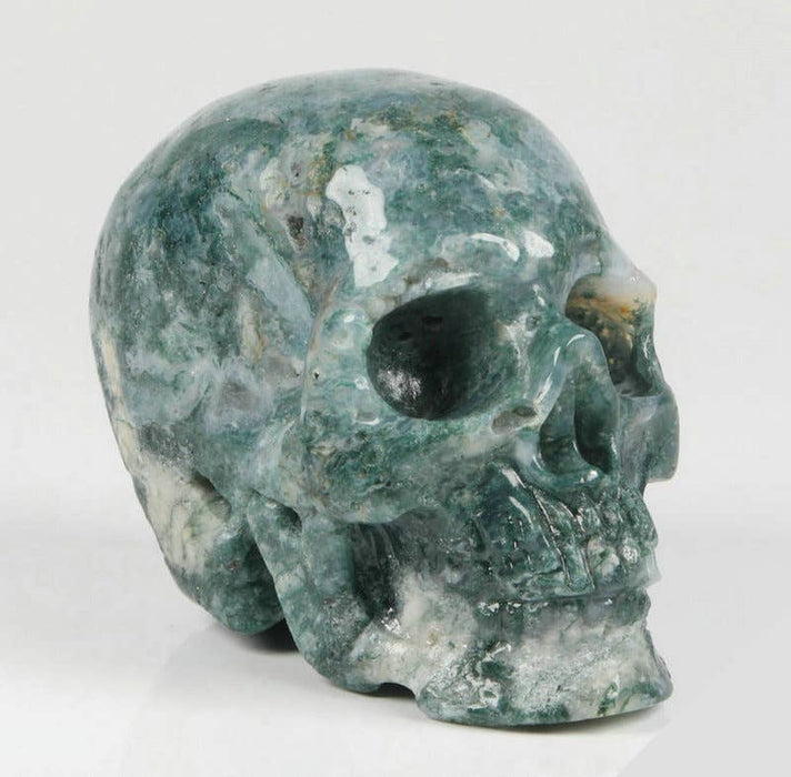 2" Green Moss Crystal Skull