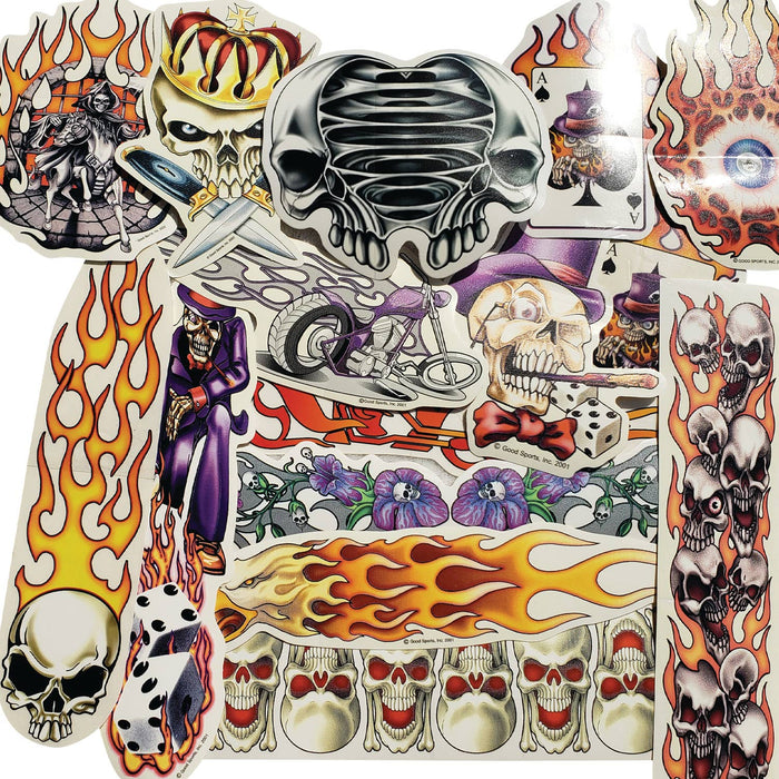 2000's Skull and Flames Biker Decals Vintage Deadstock - Deadstock