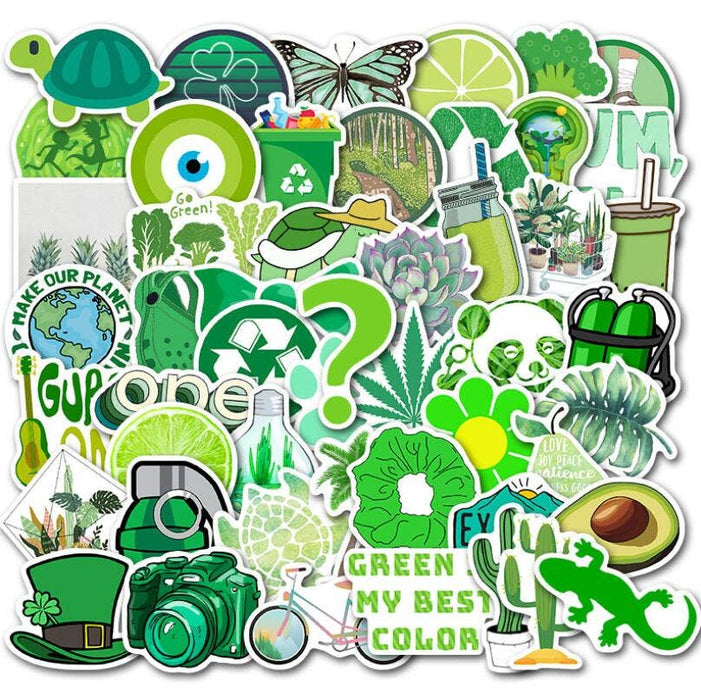 50 Green-Themed Stickers (Glossy)