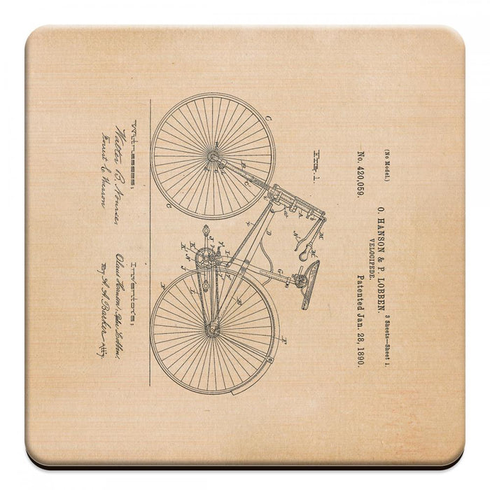 Velocipede Bicycle 1890 - Novelty Coasters