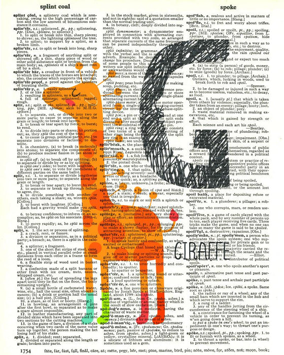 Dictionary Art Print Printed On Authentic Vintage Dictionary Book Page - 8 x 10.5 - Alphabet Letter G