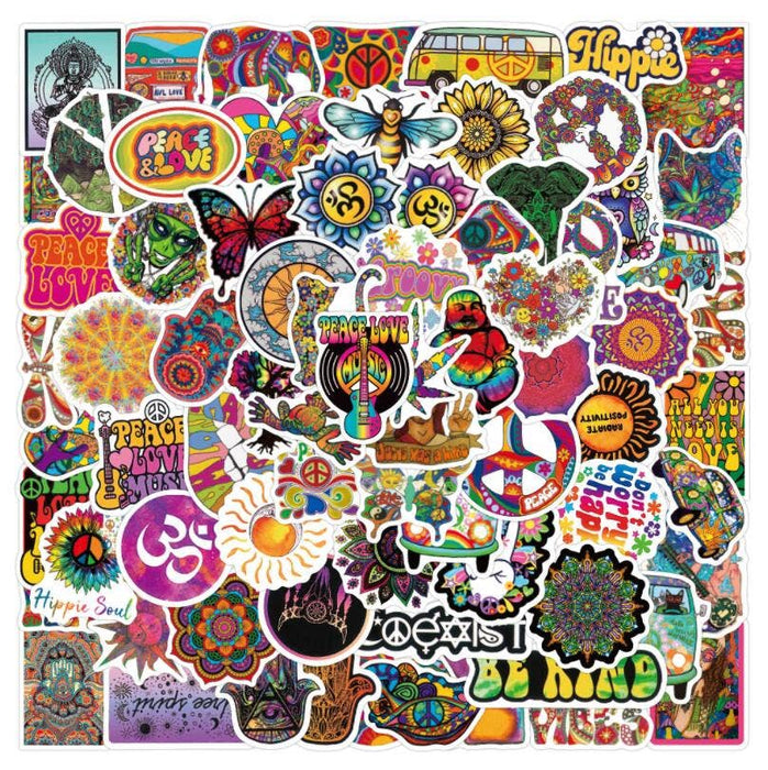 100 Hippie Stickers (Glossy)