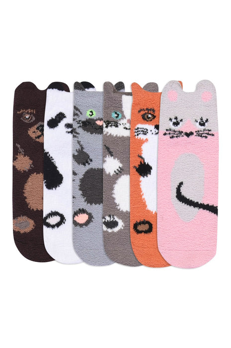 COZY ANIMAL ANKLET SOCK W/ GRIPPERS (Pink)