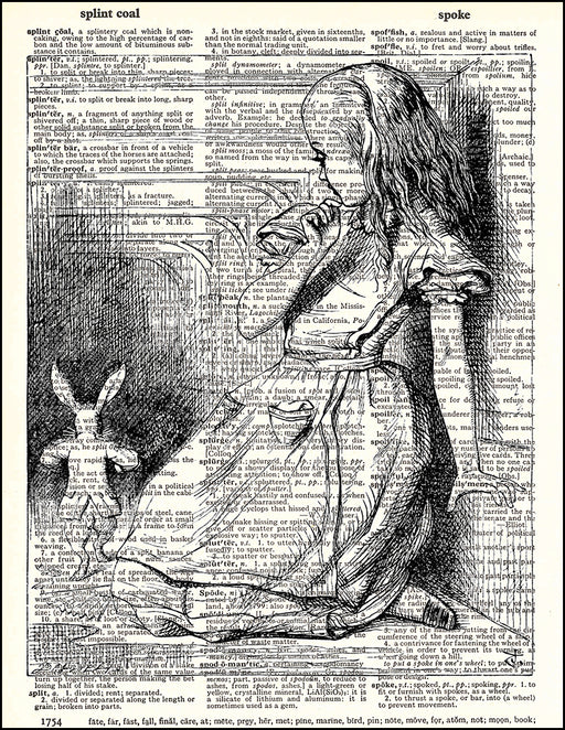 An image of a(n) Alice in Hallway Dictionary Art Print.