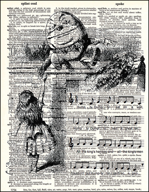 An image of a(n) Humpty Nursery Rhyme Dictionary Art Print.