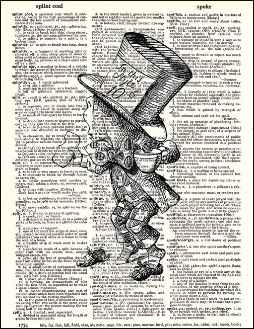 An image of a(n) Mad Hatter no Shoes Dictionary Art Print.