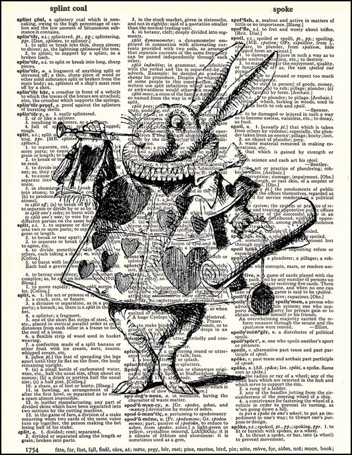 An image of a(n) Rabbit Playing Trumpet Dictionary Art Print.