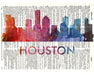 An image of a(n) Houston Love Your City Watercolor Skyline Dictionary Art Print .