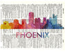 An image of a(n) Phoenix Love Your City Watercolor Skyline Dictionary Art Print .