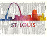 An image of a(n) St Louis Love Your City Watercolor Skyline Dictionary Art Print .