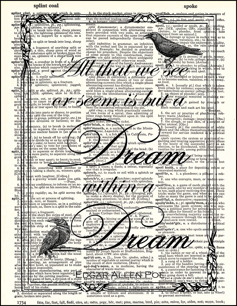 The Raven Edgar Allan Poe Dictionary Art Print Picture Print Victorian Bird  Gift