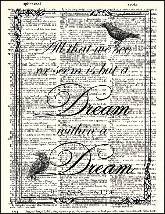 An image of a(n) Dream within a Dream Poe Quote Dictionary Art Print.