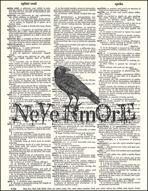 An image of a(n) Nevermore Poe Raven Dictionary Art Print.