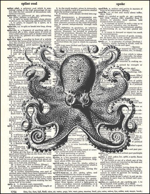 An image of a(n) Octopus Dictionary Art Print.