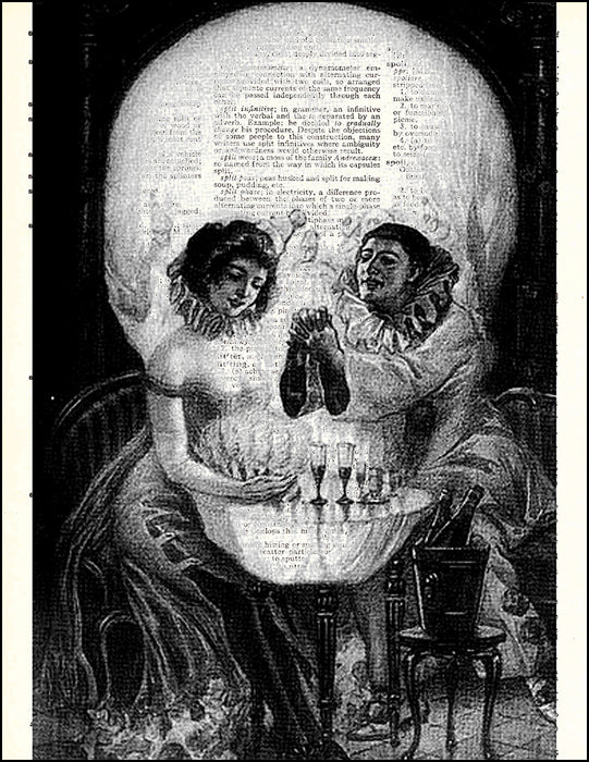 An image of a(n) Skull and Clown Illusion Dictionary Art Print.