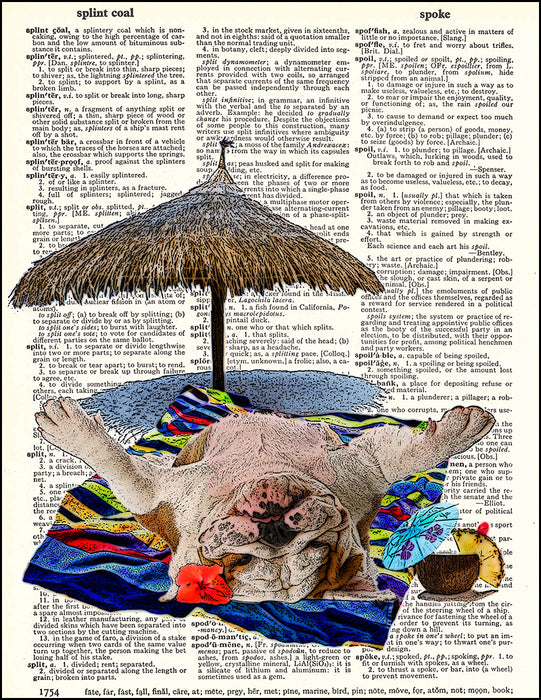 An image of a(n) Sunbathing Bulldog Dictionary Art Print.