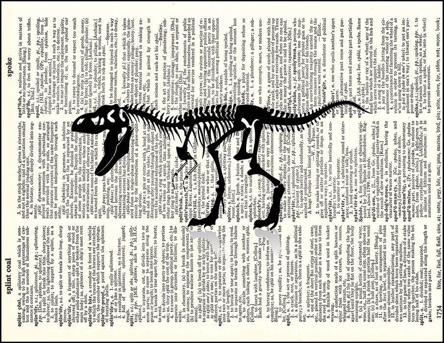 An image of a(n) Tyrannosaurus Rex Skeleton Dictionary Art Print.