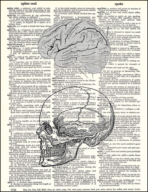 An image of a(n) Human Brain and Skull Dictionary Art Print.