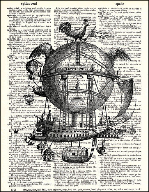 An image of a(n) Steampunk Ship Dictionary Art Print.