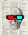 An image of a(n) Skull with 3D Glasses Dictionary Art Print.
