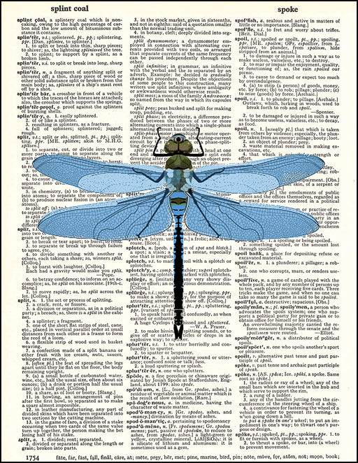 An image of a(n) Blue Dragonfly Dictionary Art Print.