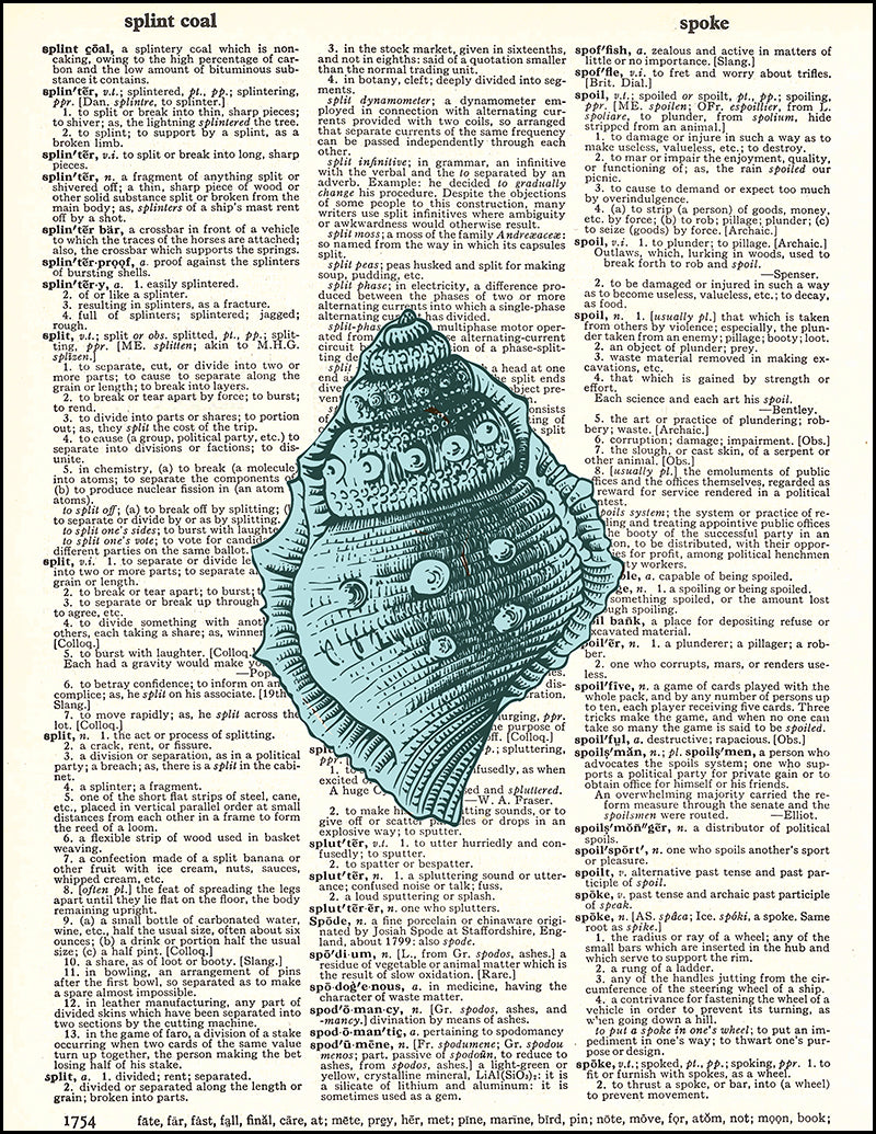 Blue Seashell - Dictionary Art Print — Fresh Prints of CT