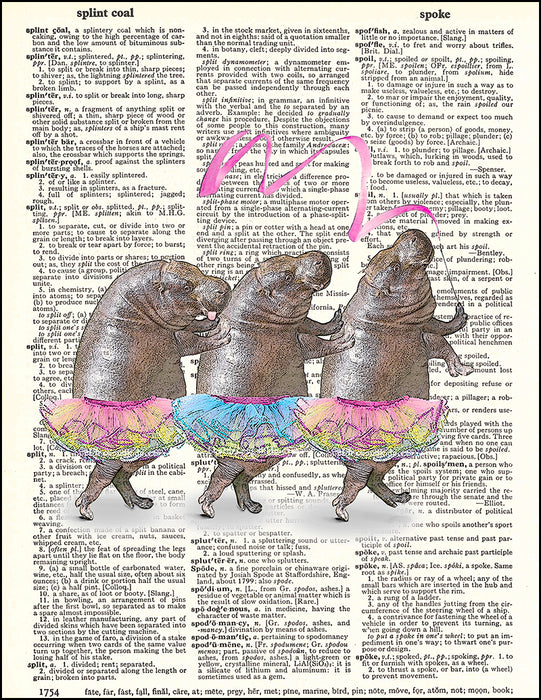 An image of a(n) Hippos in Tutus Dictionary Art Print.