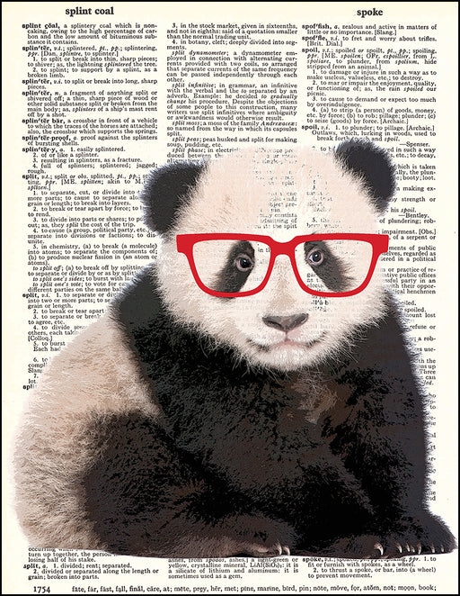 An image of a(n) Hipster Panda Dictionary Art Print.