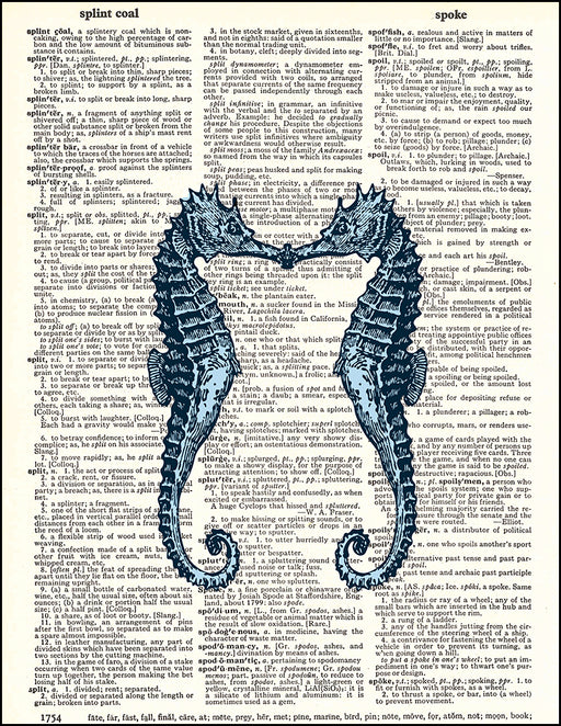 An image of a(n) Kissing Seahorses Dictionary Art Print.