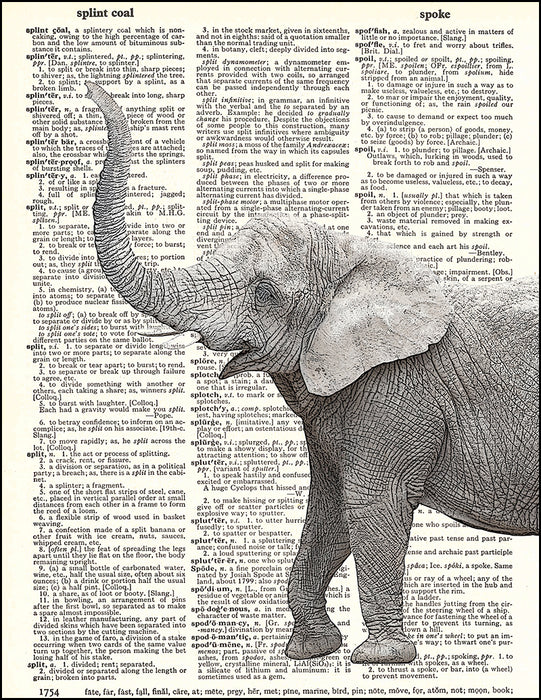 An image of a(n) Lucky Elephant Dictionary Art Print.