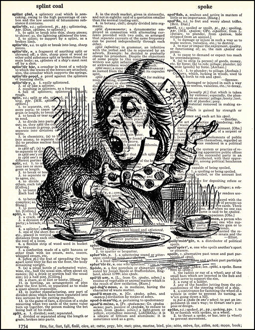 An image of a(n) Mad Hatter Dictionary Art Print.