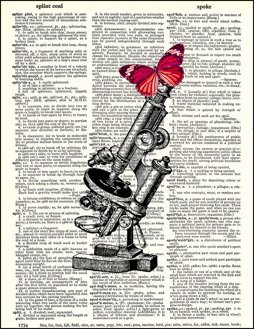 An image of a(n) Microscope with Butterfly Dictionary Art Print.