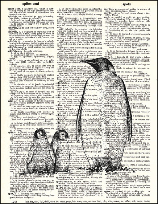 An image of a(n) Penguin Family Black and White Dictionary Art Print.