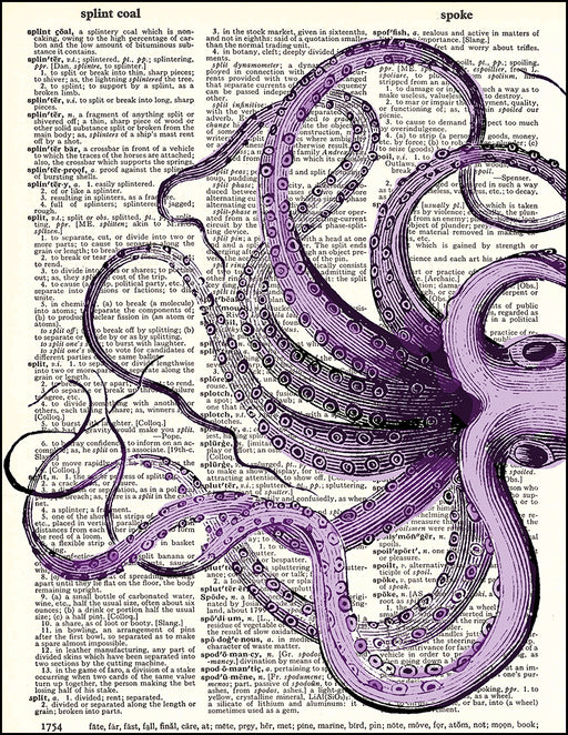 An image of a(n) Purple Tentacles Dictionary Art Print.