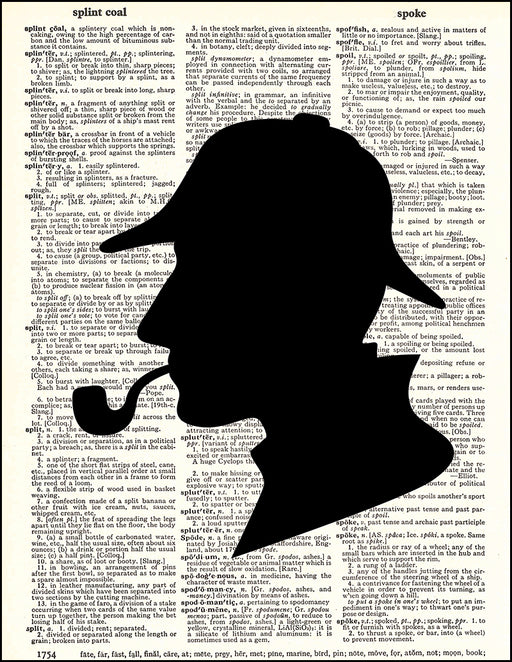 An image of a(n) Sherlock Holmes Silhouette Dictionary Art Print.
